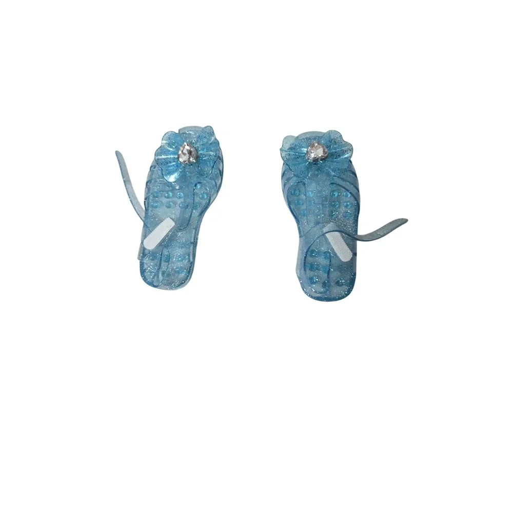 Blue Glitter Jelly‎ Sandals Princess Heart Bow Toddler Shoes Size 8 8.5 EU 25